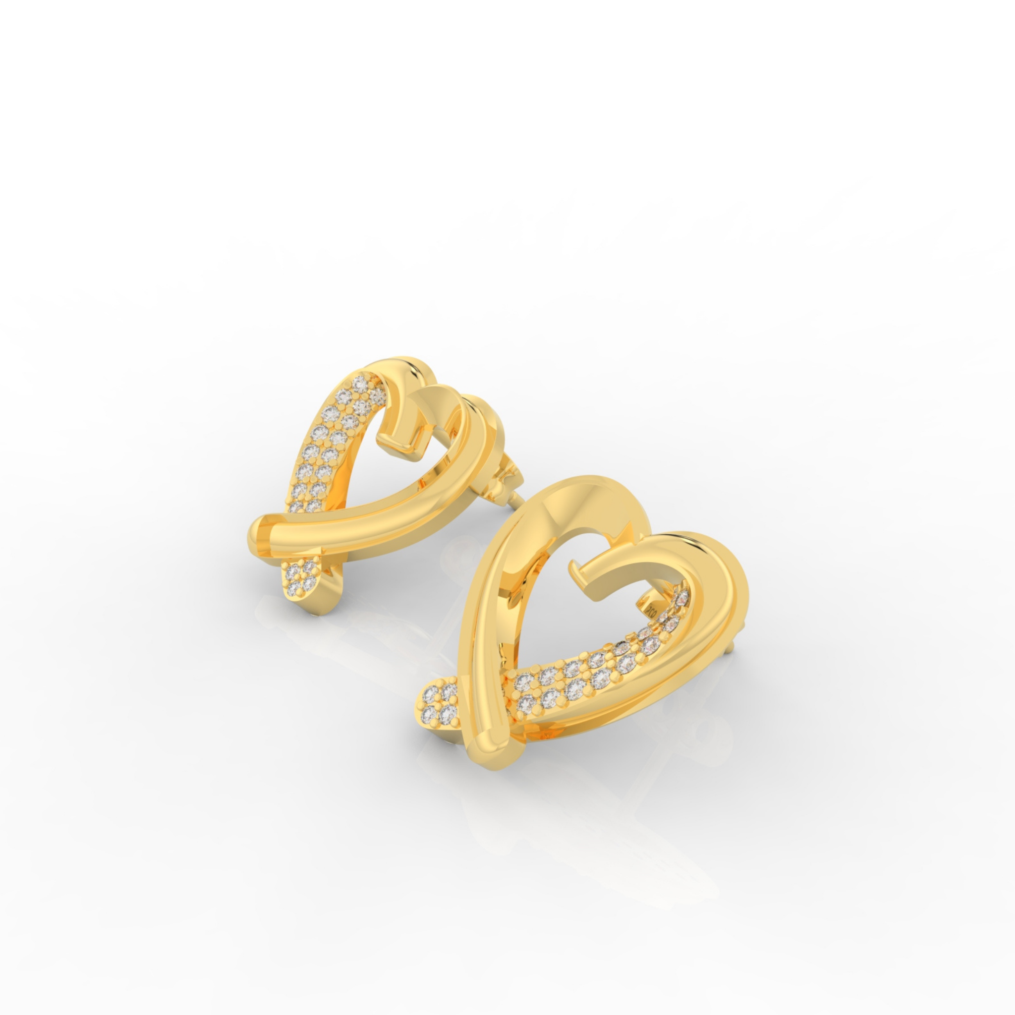 Trendy Heart Shape Partywear Stud Earrings, Hallmarked 925 Sterling Silver
